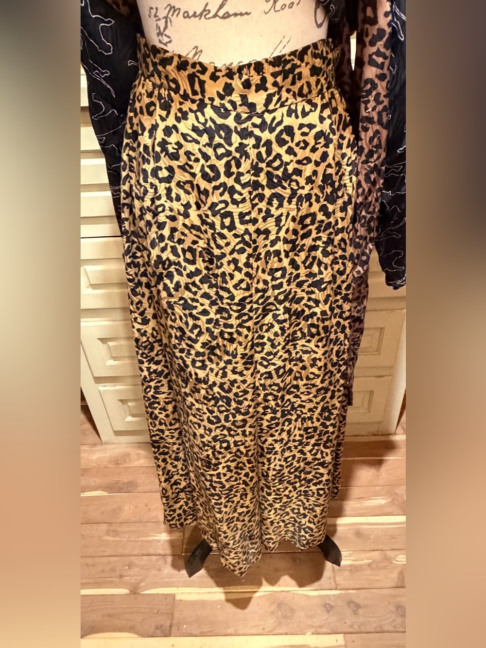 Vintage Julie Francis Silk Leopard Print 2Pc Set Top 16 Fully Lined Pants 20 - Picture 4 of 7